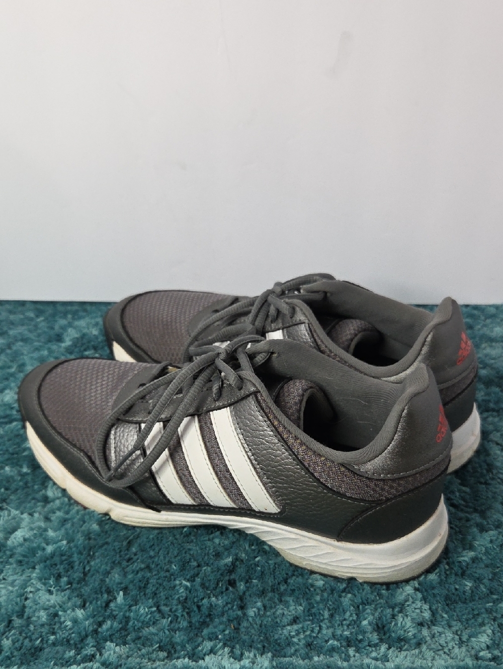 Adidas Men's Gray Athletic Sneakers with White Stripes Mens 7.5